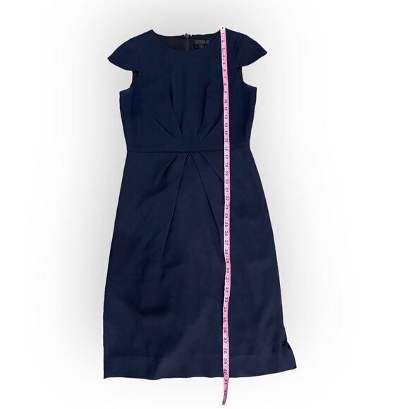 J. Crew 4 Tall Dark Navy Blue Pleated Dress in 365 Crepe - Picture 6 of 8